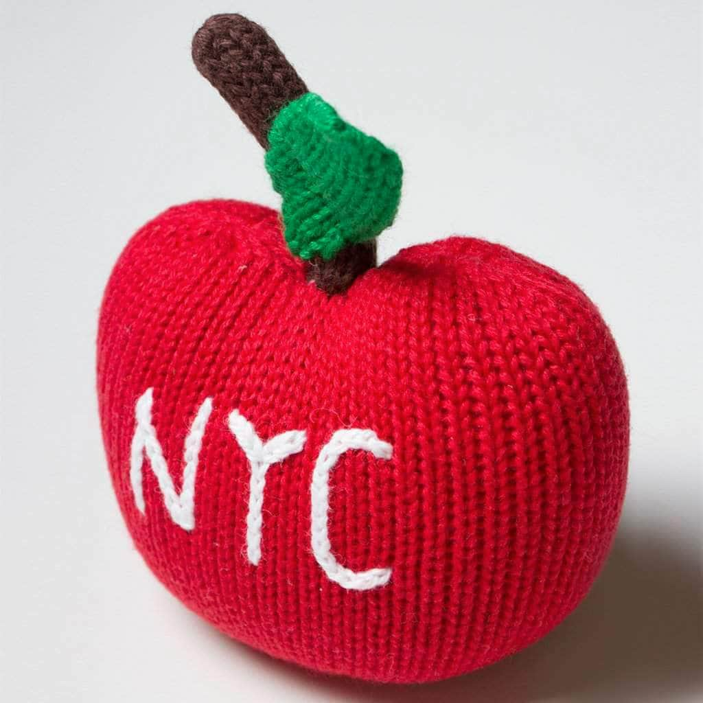 New York City Baby Gift Set - Organic Newborn Toy Rattles | Taxi, Metro Card, hot dog & Apple by Estella - Sumiye Co