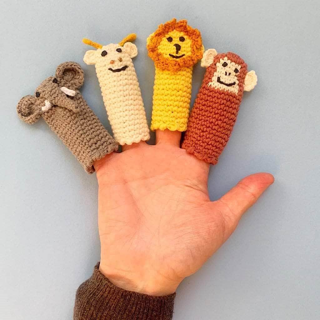 Organic Baby Animal Rattles and Finger Puppet Set by Estella - Sumiye Co