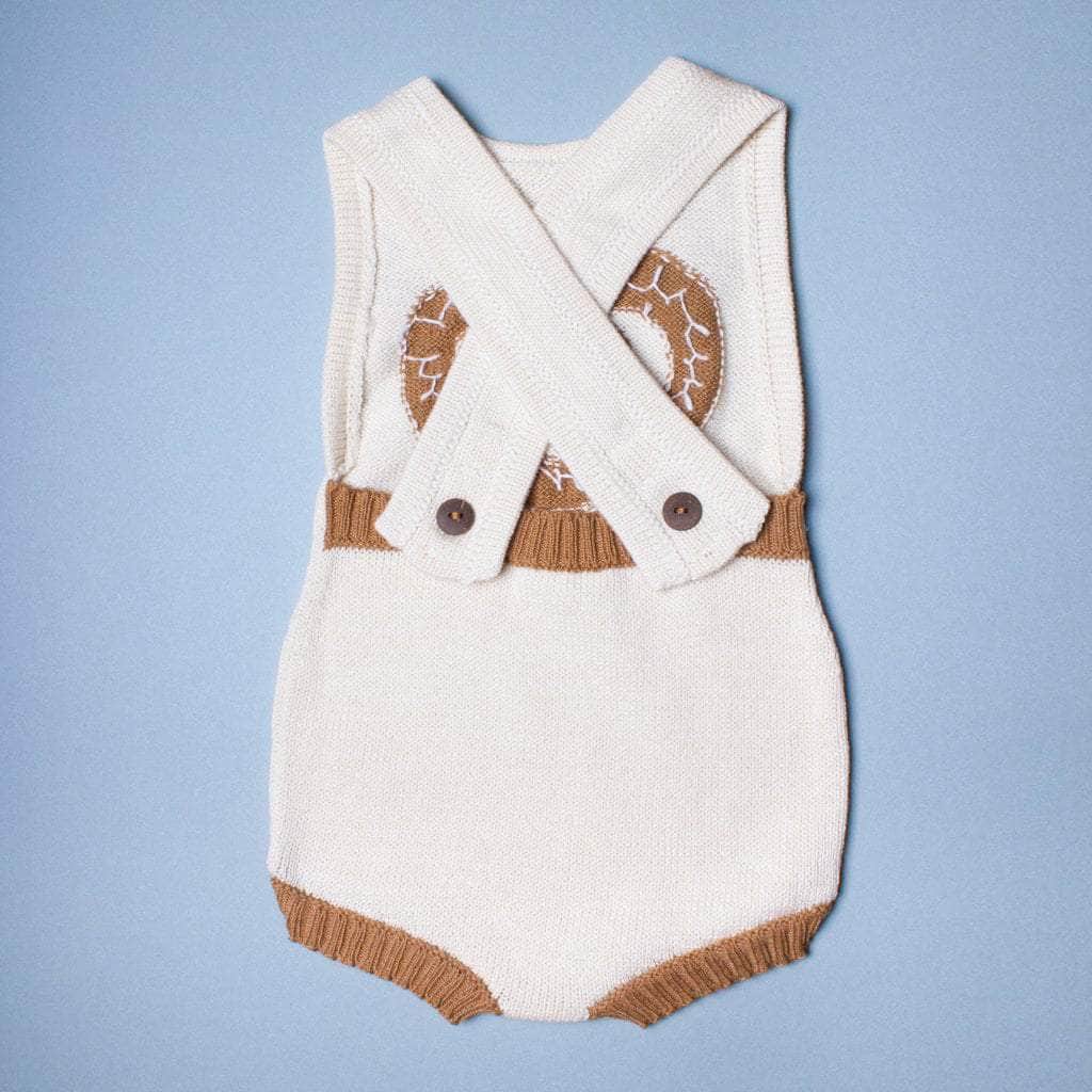 Organic Baby Gift Set - Hand Knit Pretzel Romper, Bonnet Rattle Toy by Estella - Sumiye Co