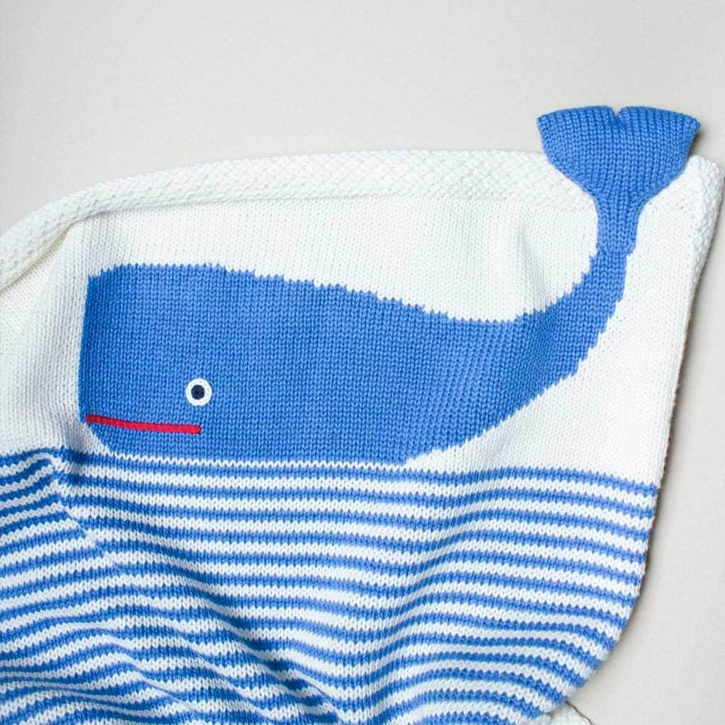 Organic Baby Gift Set - Handmade Lovey Blanket, Rattle Toy & Hat | Whale by Estella - Sumiye Co
