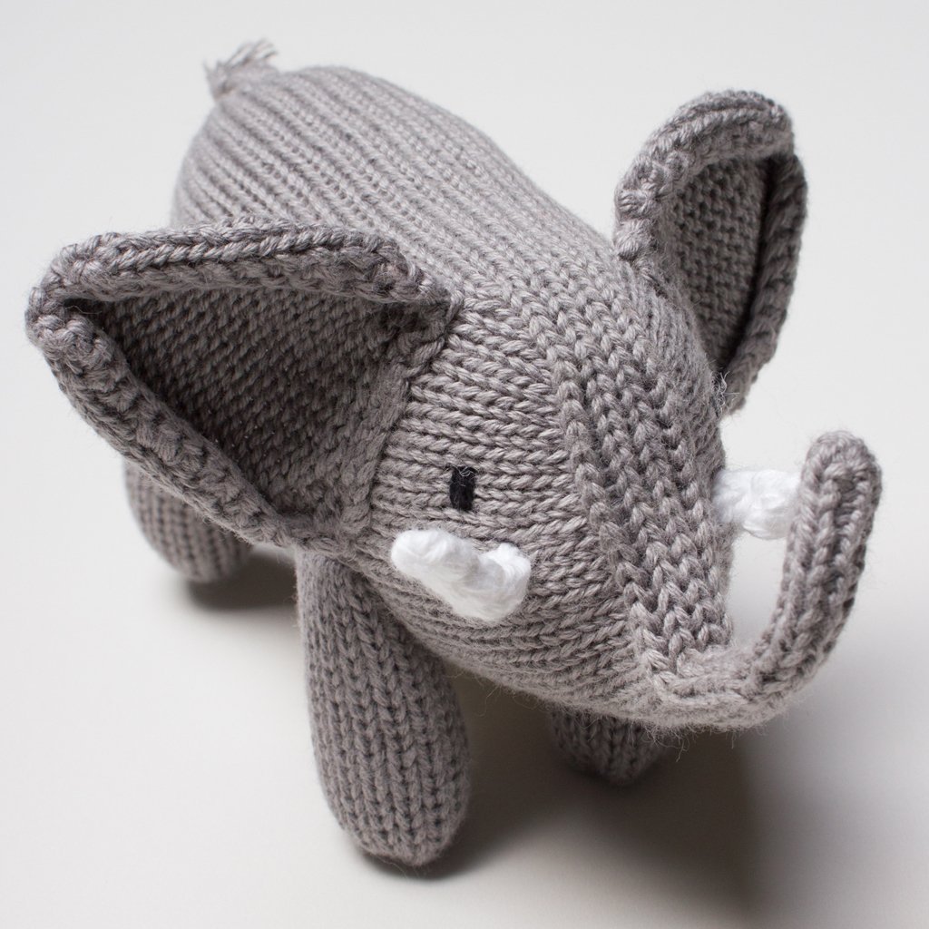 Organic Baby Gift Set - Handmade Newborn Long Romper, Hat & Rattle Toy Elephant - Sumiye Co