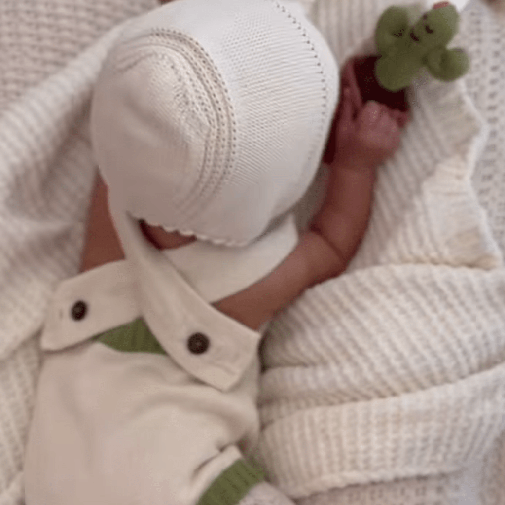 Organic Baby Gift Set - Handmade Newborn Romper, Bonnet & Rattle Toy | Cactus - Sumiye Co