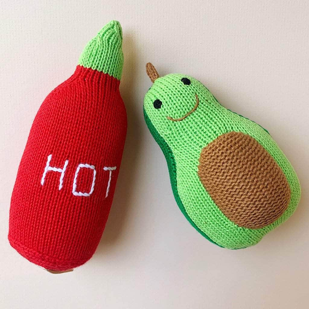 Organic Baby Gift Set | Hot Sauce & Avocado Rattles by Estella - Sumiye Co
