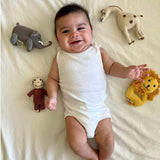 Organic Baby Gift Set | Lion, Elephant, Giraffe & Monkey Rattles by Estella - Sumiye Co