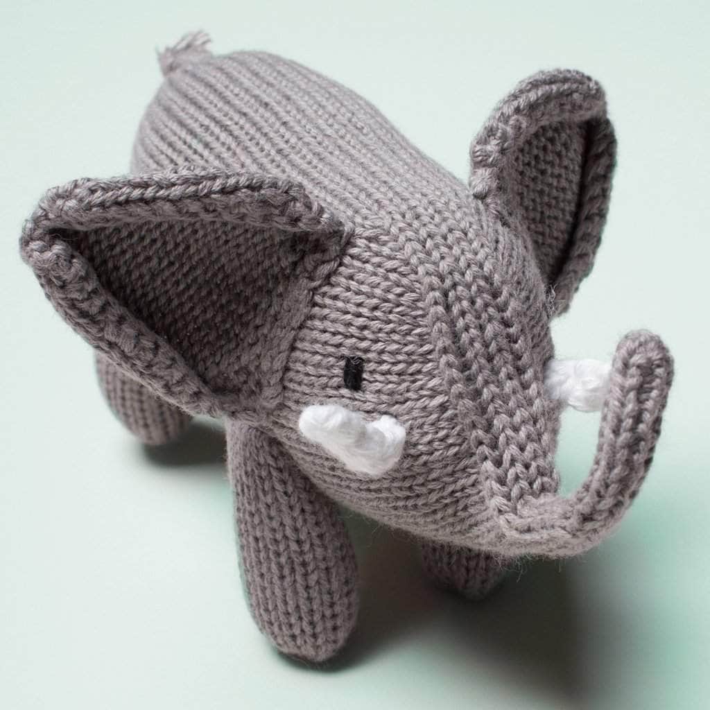 Organic Baby Gift Set - Newborn Rattle, Lovey Blanket & Hat | Elephant by Estella - Sumiye Co