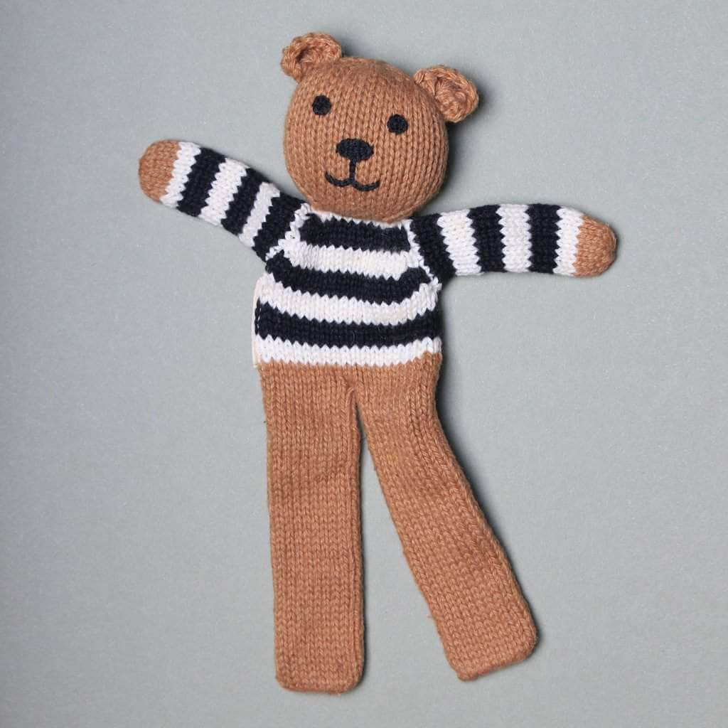 Estella Organic Cotton Handmade Baby Soother - Striped Brown Bear 7.5 by Estella - Sumiye Co