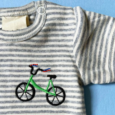 Embroidered Bicycle Baby Onesie by Estella - Sumiye Co