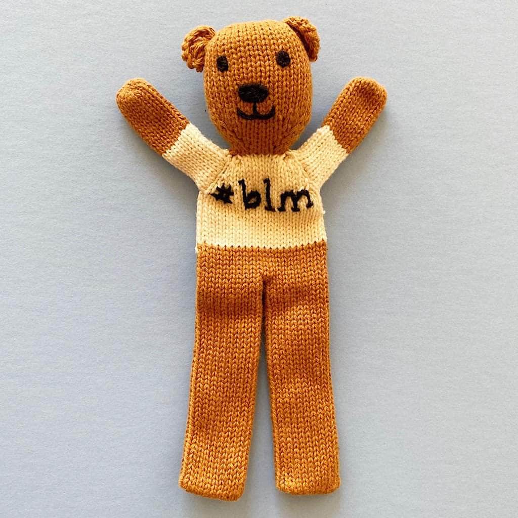 Organic Baby Toy - Bear Soother with "#BLM" 7.5" by Estella - Sumiye Co