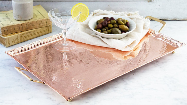 Copper Hand Hammered Large Tray | Vintage Inspired