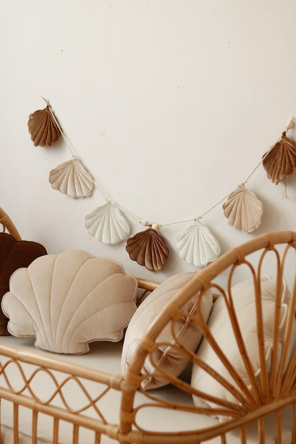 Shells Garland Velvet “Beige Pearl” | Nursery & Kids Room Decor - Sumiye Co