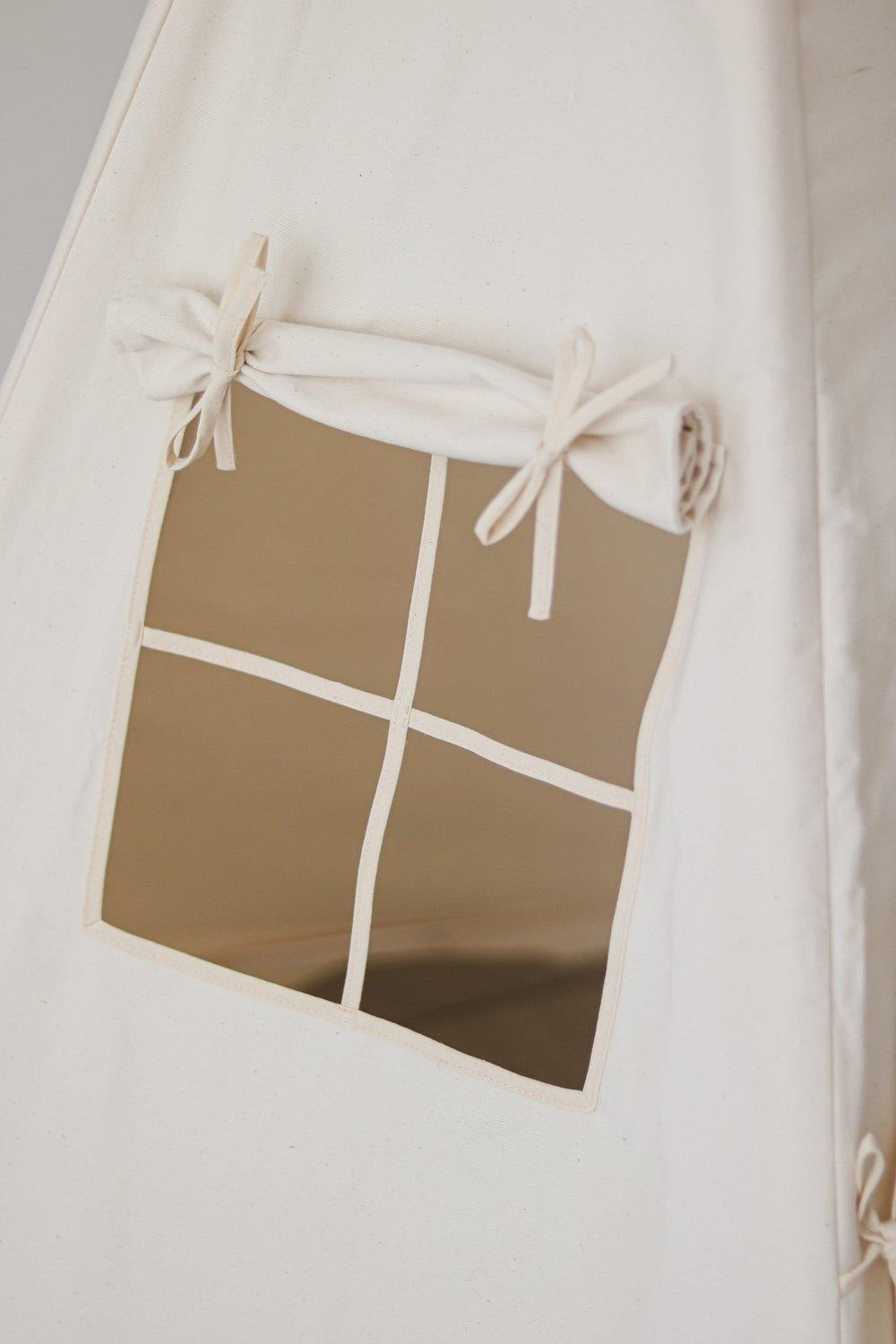 Teepee Tent “Beige” + "Grey Linen" Round Mat Set - Sumiye Co