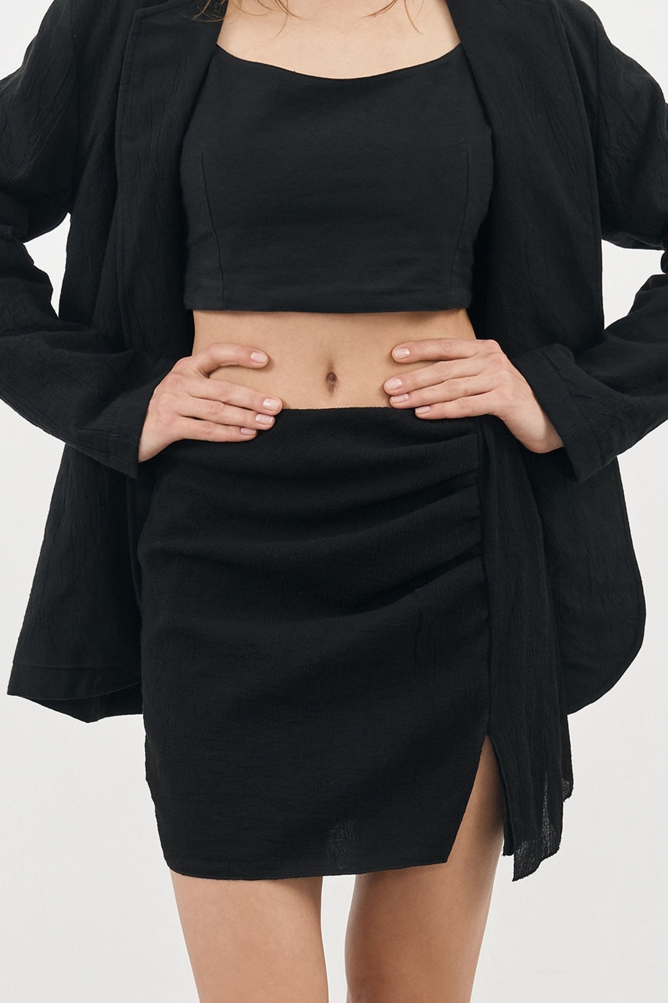 Bella Mini Skirt - Black by The Handloom