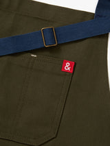 The Essential Apron - Olive Green Navy Straps