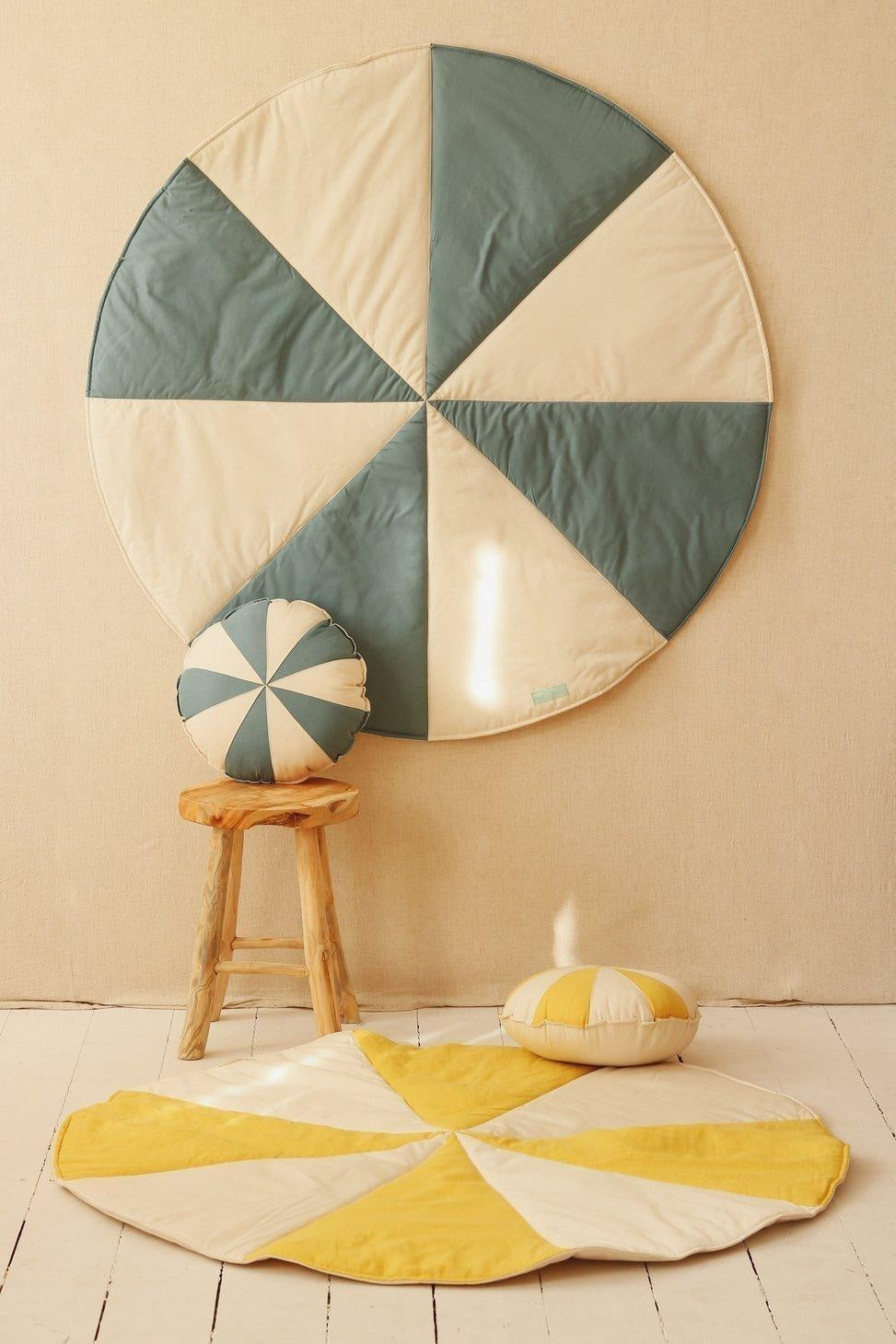 Round Patchwork Mat “Blue Candy” | Kids Decor - Sumiye Co