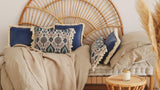 Throw Pillow "Blue Iris in Istanbul" with Fringe - Sumiye Co