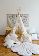 Teepee Tent “Boho” with Frills + "Caramel" Mat with Frill Set - Sumiye Co