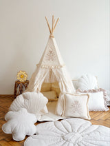 Teepee Tent “Boho” with Frills + "Caramel" Mat with Frill Set - Sumiye Co