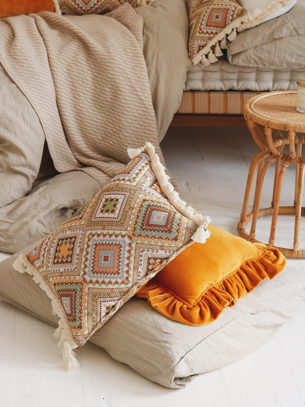 Throw Pillow "Boho Tribe" with Fringe by Moi Mili - Sumiye Co