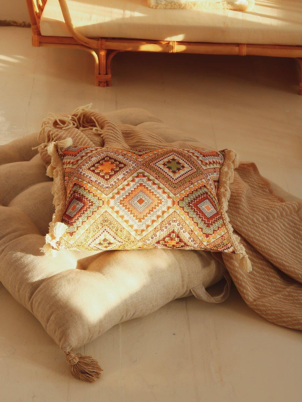 Throw Pillow "Boho Tribe" with Fringe by Moi Mili - Sumiye Co