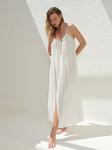 Breeze Beach Dress - White Stripes