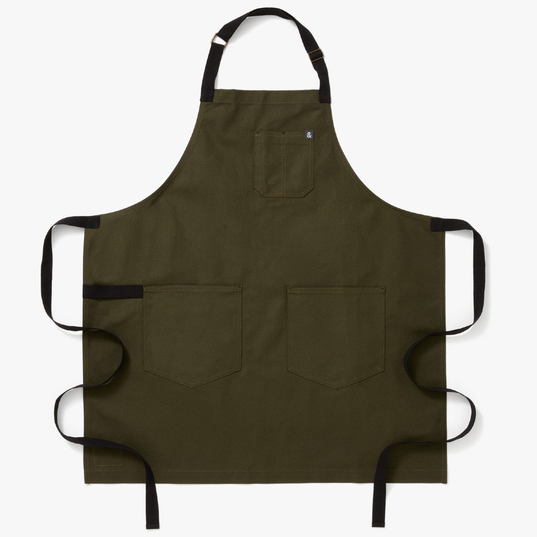 The Essential Apron - Olive Green Black Straps - Sumiye Co