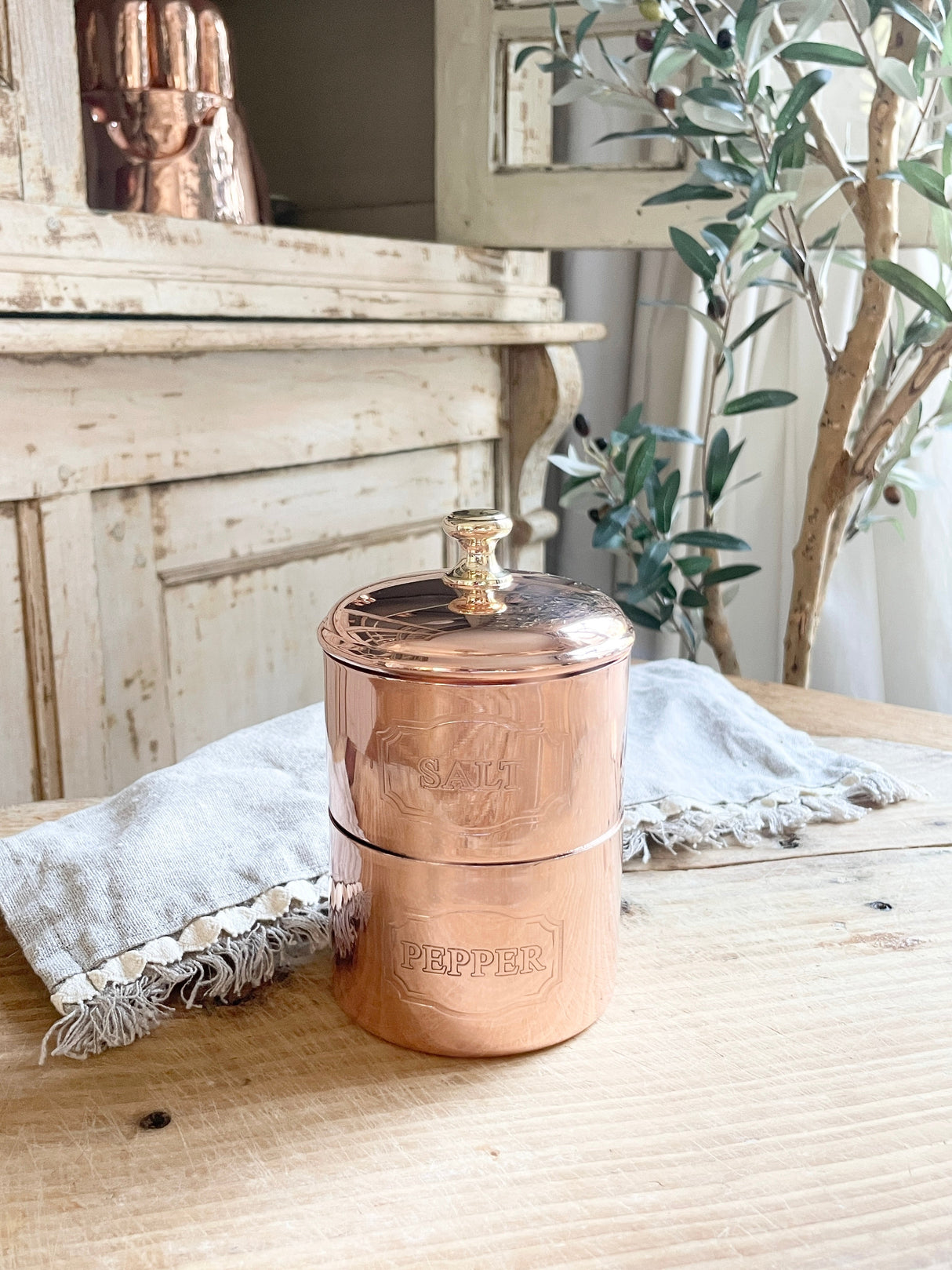 Copper Salt & Pepper Cellar | Vintage French Inspired