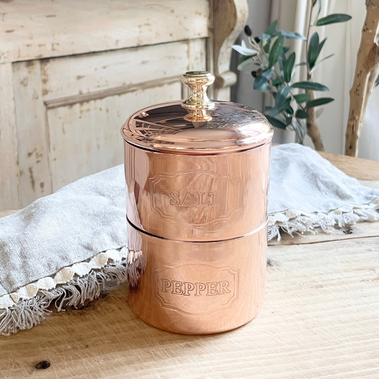 Copper Salt & Pepper Cellar | Vintage French Inspired