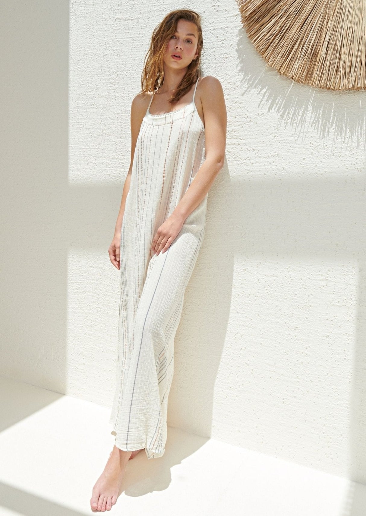 Canggu Maxi Dress - Natural With Stripes