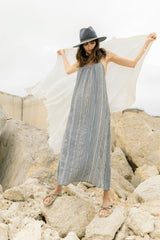 Canggu Maxi Dress - Navy With Stripes - Sumiye Co