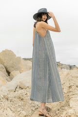 Canggu Maxi Dress - Navy With Stripes - Sumiye Co