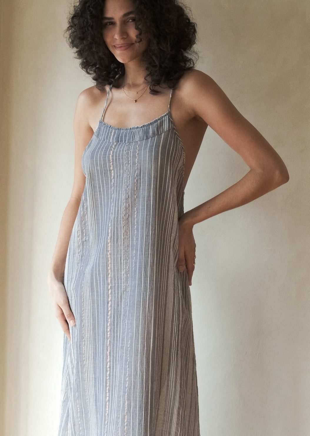 Canggu Maxi Dress - Navy With Stripes