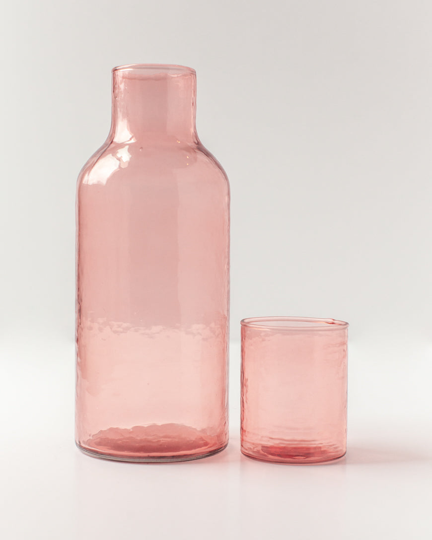 Glass Carafe & Drinking Glass - Blush