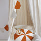 Round Patchwork Pillow “Caramel Circus” | Kids Room & Nursery Decor