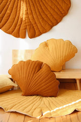 Ginkgo Leaf Pillow Linen “Caramel” | Kids Room & Nursery Decor - Sumiye Co