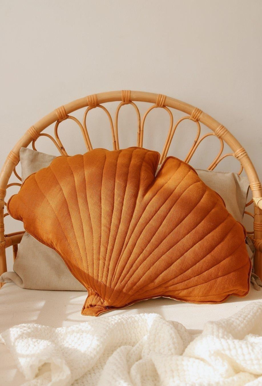 Ginkgo Leaf Pillow Linen “Caramel” | Kids Room & Nursery Decor - Sumiye Co