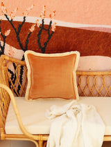 Soft Velvet "Caramel" Pillow with Fringe by Moi Mili - Sumiye Co