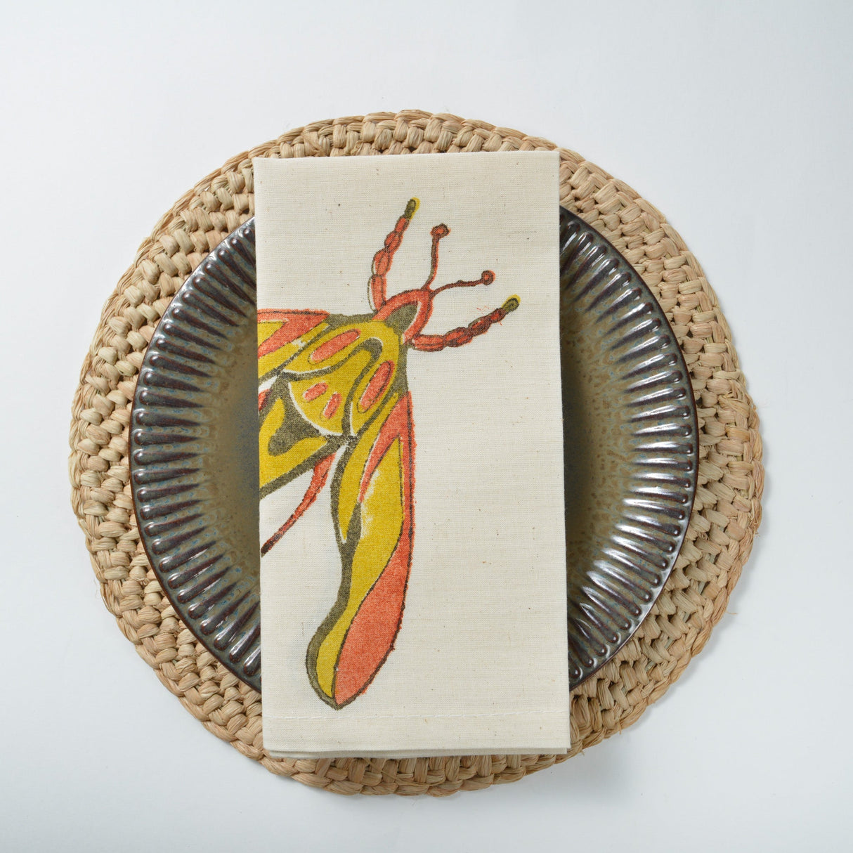 Dawn Elephant Moth  - Hand Block Printed Napkin