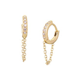 12.5mm Diamond & 14k Gold Huggies + Chain - Sumiye Co