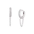 10mm Diamond & 14k White Gold Huggies + Chain - Sumiye Co