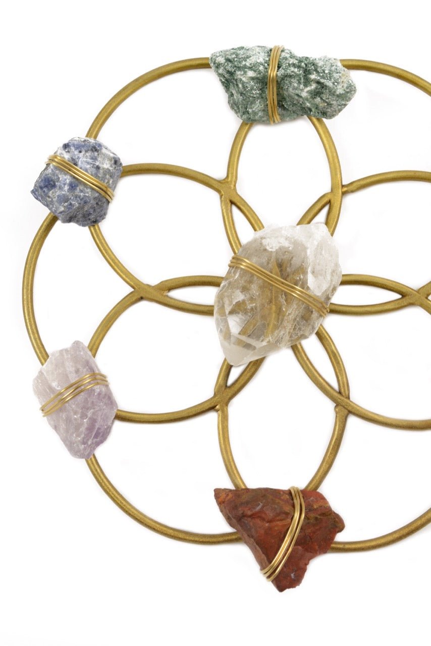 Rejilla de cristal curativa de la Flor de la Vida que equilibra los chakras