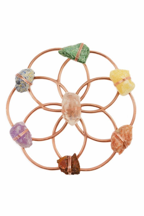 Rejilla de cristal curativa de la Flor de la Vida que equilibra los chakras