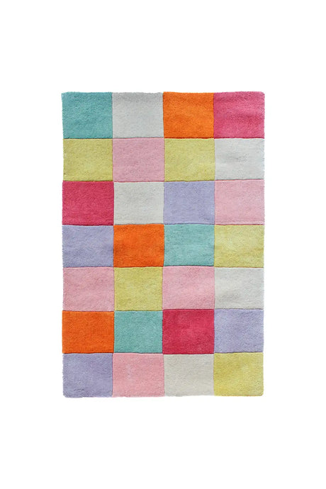 Colorful Checkered Hand Tufted Wool Rug by JUBI - Sumiye Co