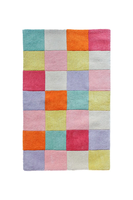 Colorful Checkered Hand Tufted Wool Rug by JUBI - Sumiye Co