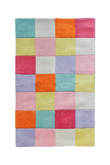 Colorful Checkered Hand Tufted Wool Rug by JUBI - Sumiye Co