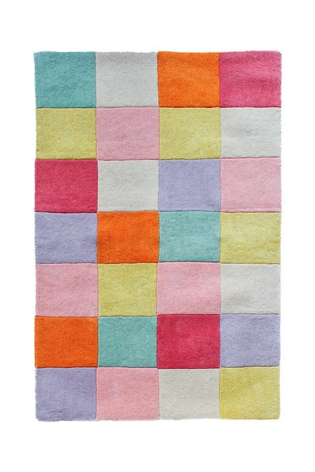 Colorful Checkered Hand Tufted Wool Rug by JUBI - Sumiye Co