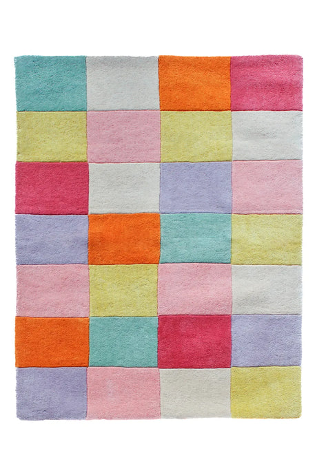 Colorful Checkered Hand Tufted Wool Rug by JUBI - Sumiye Co