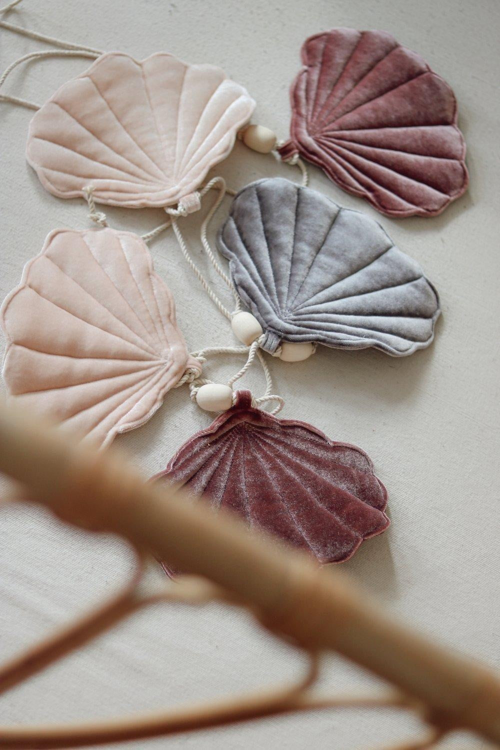 Shells Garland Velvet “Cosmic Pearl” | Nursery & Kids Room Decor - Sumiye Co