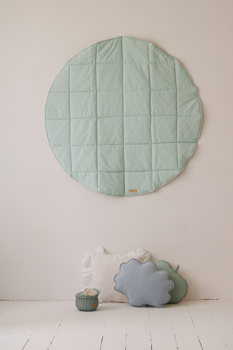 “Mint and Beige” Round Cotton Mat by Moi Mili