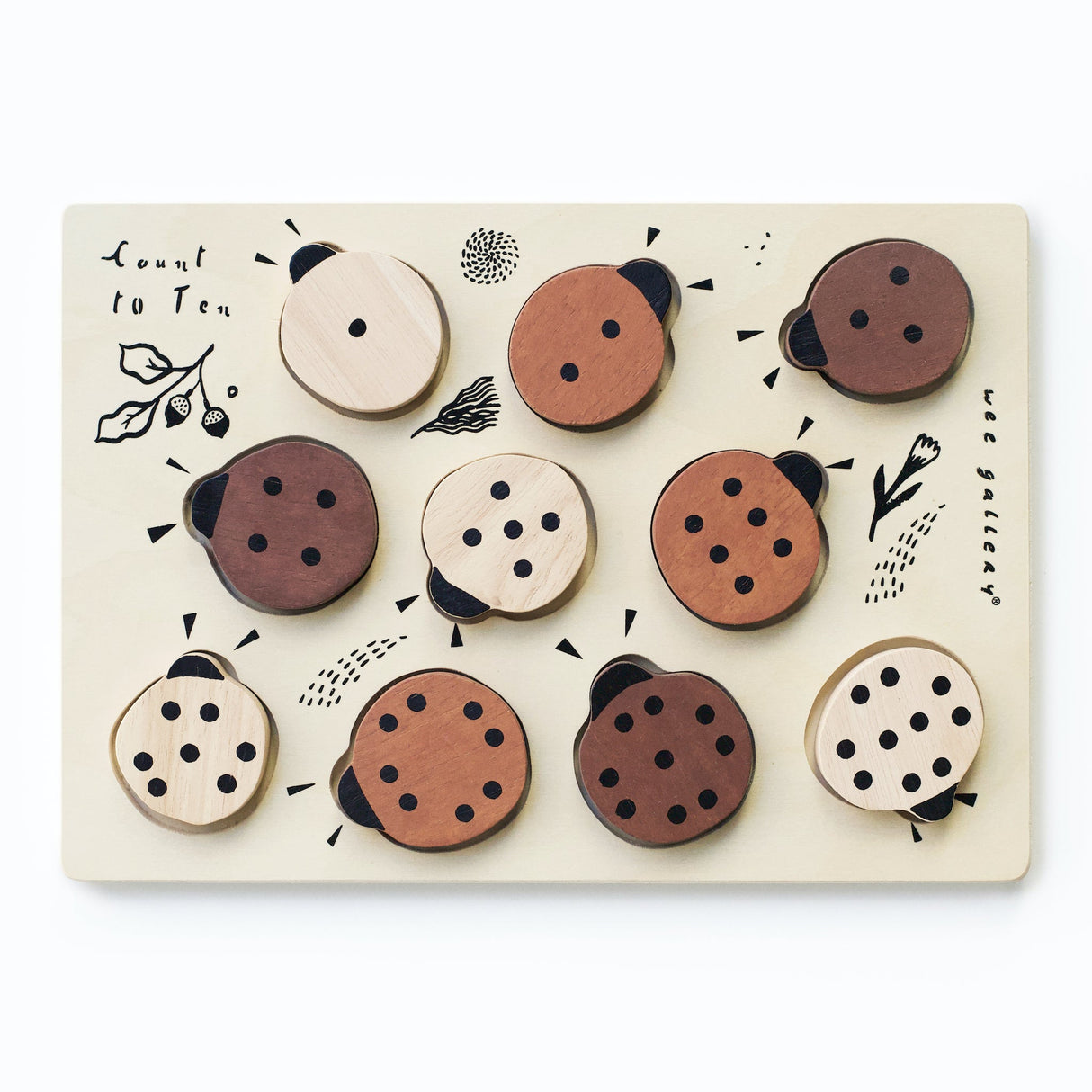 Wooden Tray Puzzle - Count to 10 Ladybugs - Sumiye Co