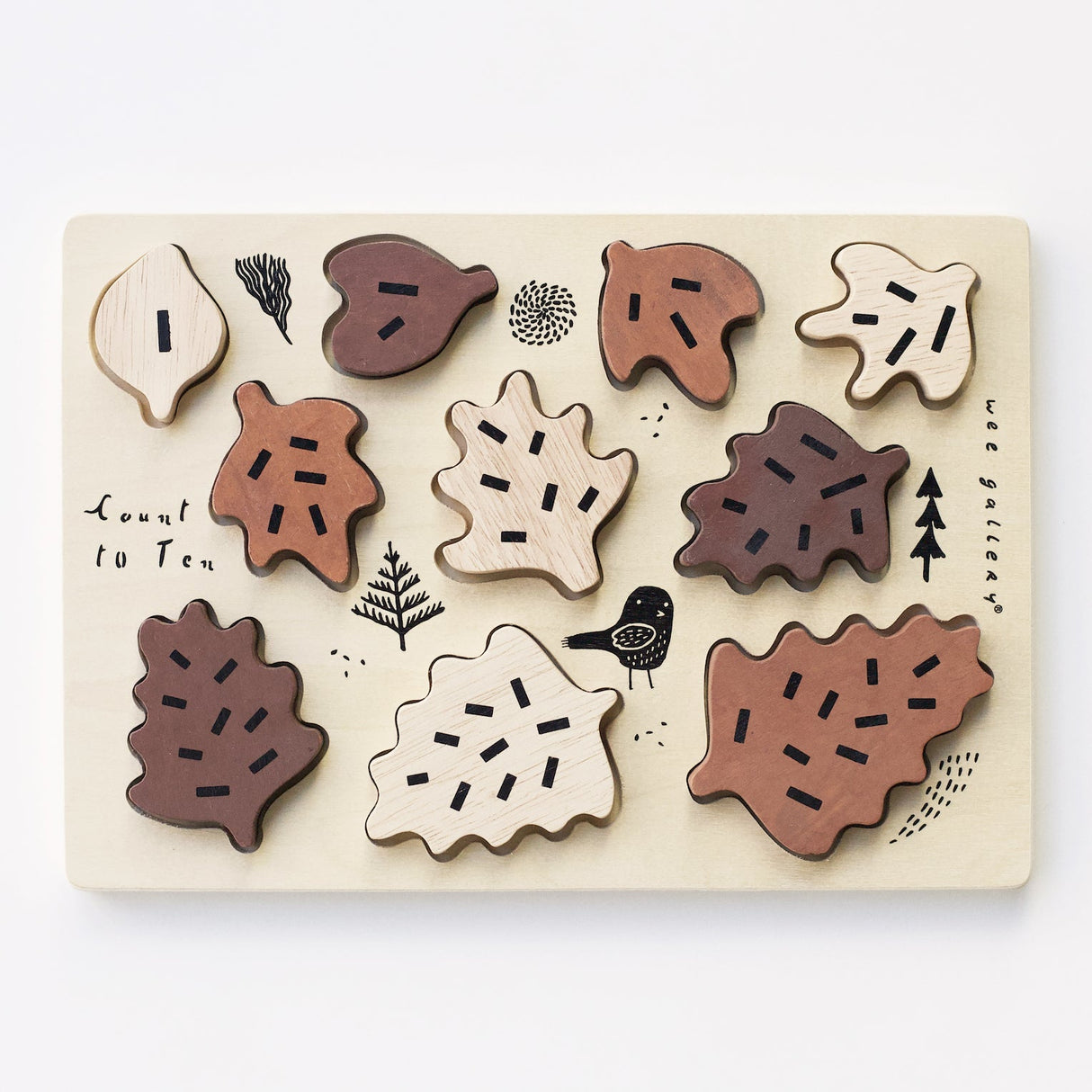 Wooden Tray Puzzle - Count to 10 Leaves - Sumiye Co